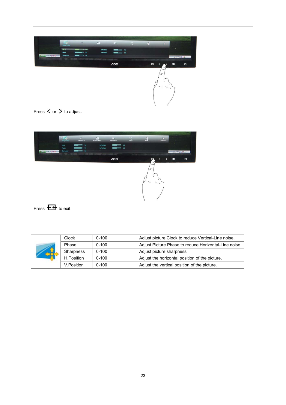 AOC e2051Sn User Manual | Page 23 / 59