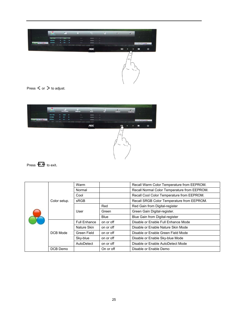 AOC e2051Sn User Manual | Page 25 / 59