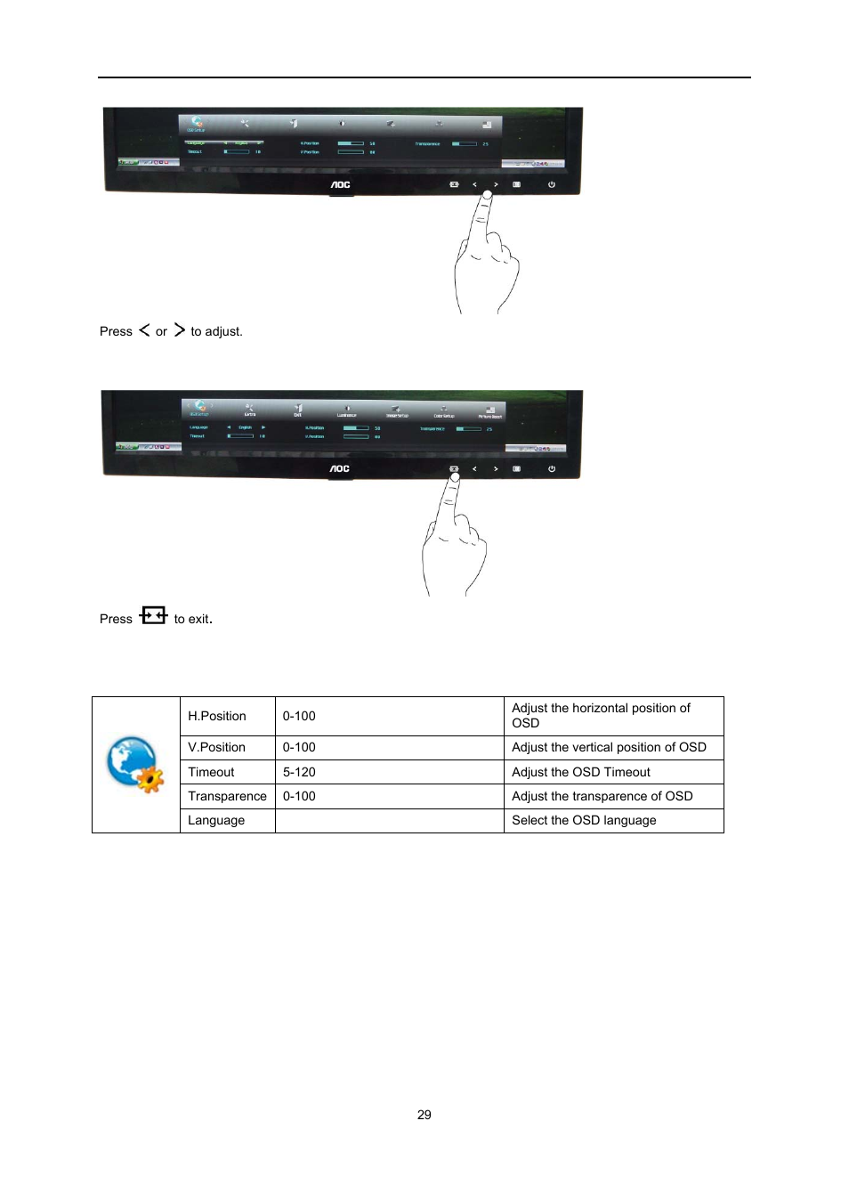 AOC e2051Sn User Manual | Page 29 / 59