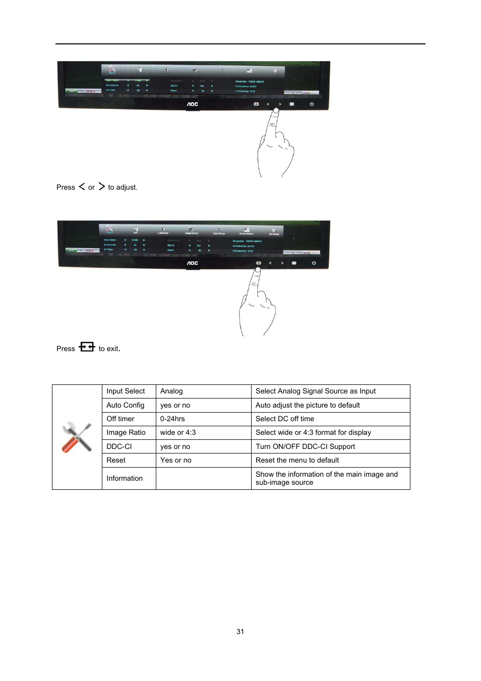 AOC e2051Sn User Manual | Page 31 / 59