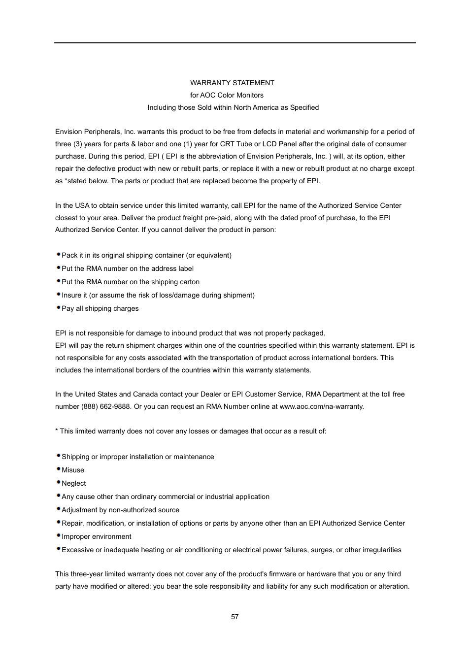 AOC e2051Sn User Manual | Page 57 / 59