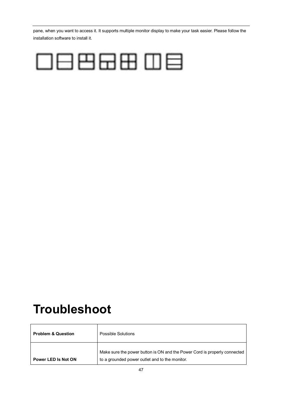 Troubleshoot | AOC e2060Swda-TAA User Manual | Page 47 / 69