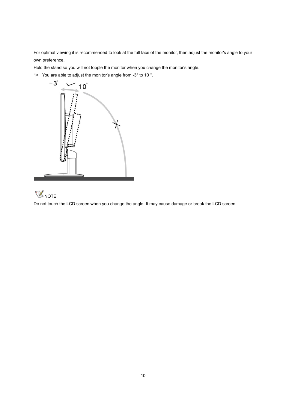 Adjusting viewing angle | AOC e2070Swn User Manual | Page 10 / 50
