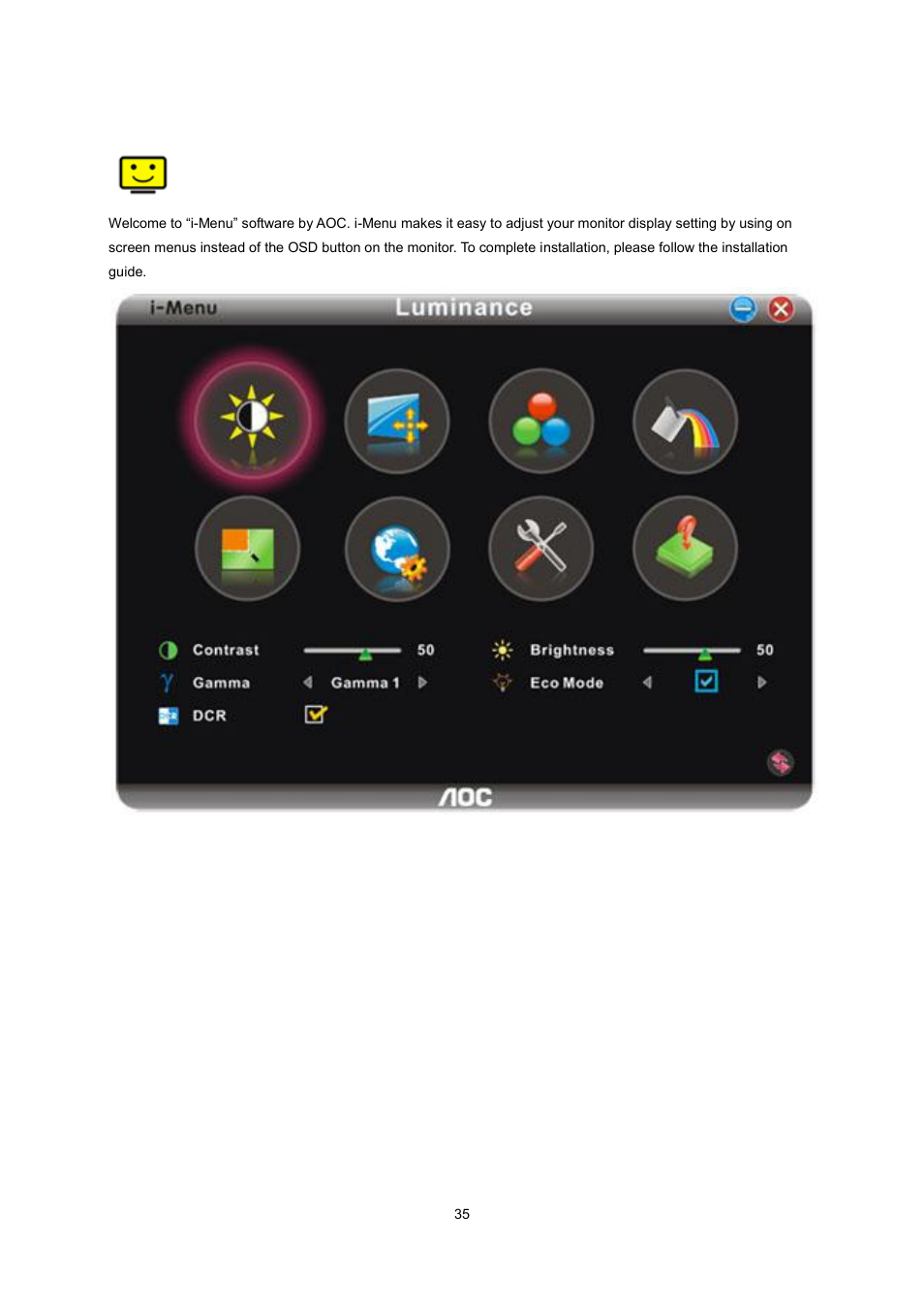 I-menu | AOC e2070Swn User Manual | Page 34 / 50