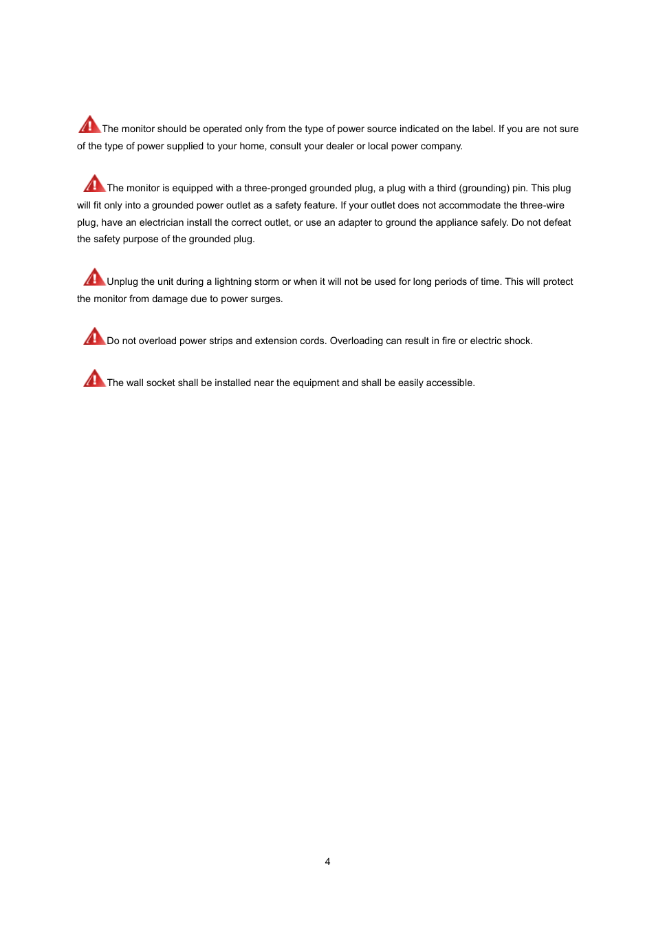 Power | AOC e2070Swn User Manual | Page 4 / 50