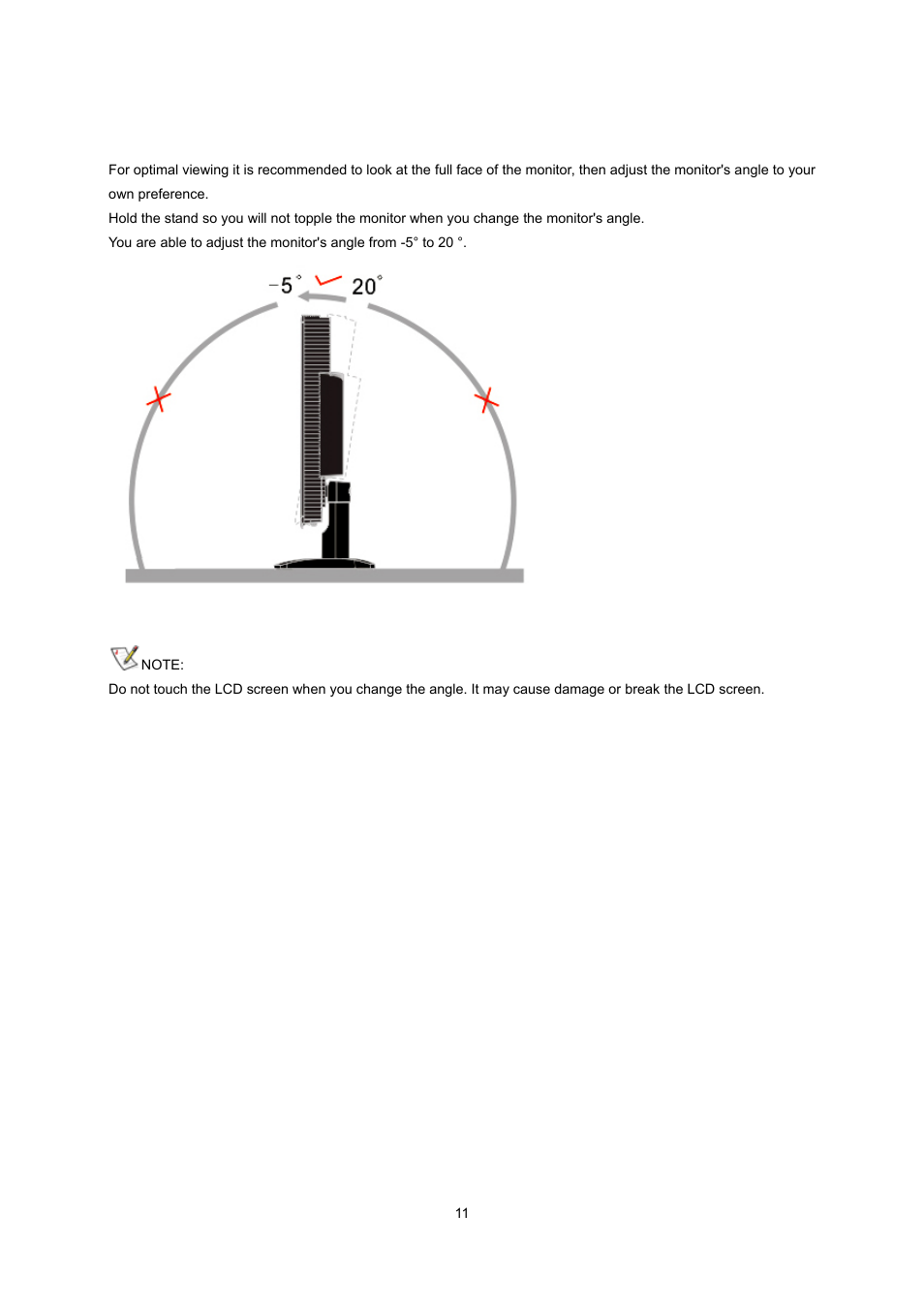 Adjusting viewing angle | AOC n2041S User Manual | Page 11 / 64