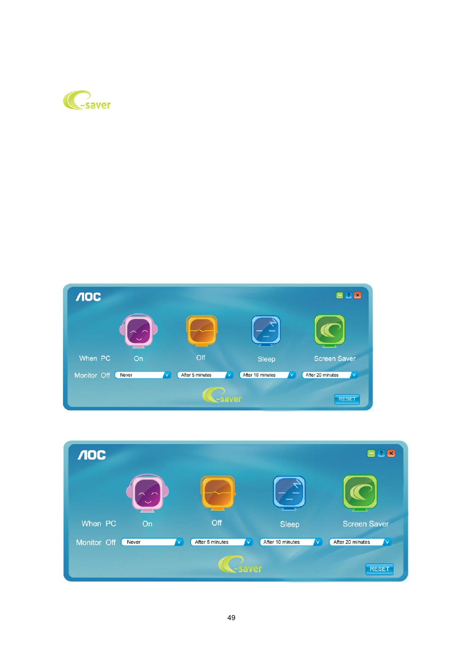 E-saver | AOC n2041S User Manual | Page 49 / 64