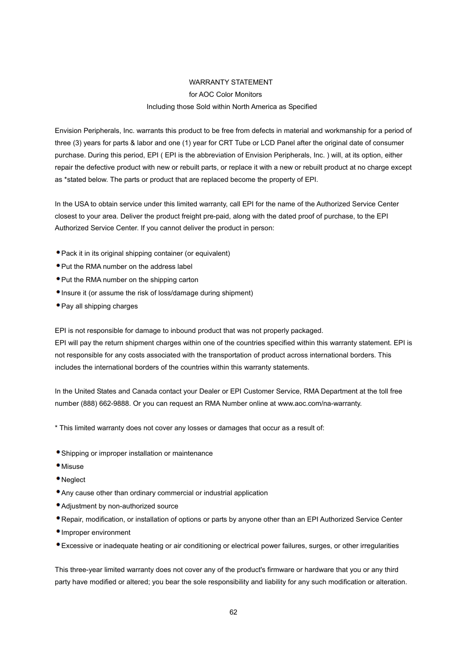 AOC n2041S User Manual | Page 62 / 64