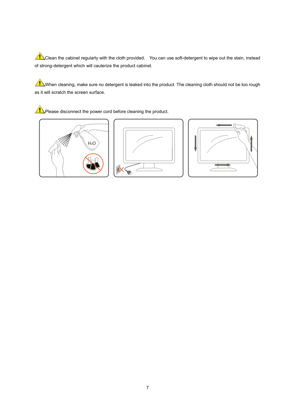 Cleaning | AOC n2041S User Manual | Page 7 / 64