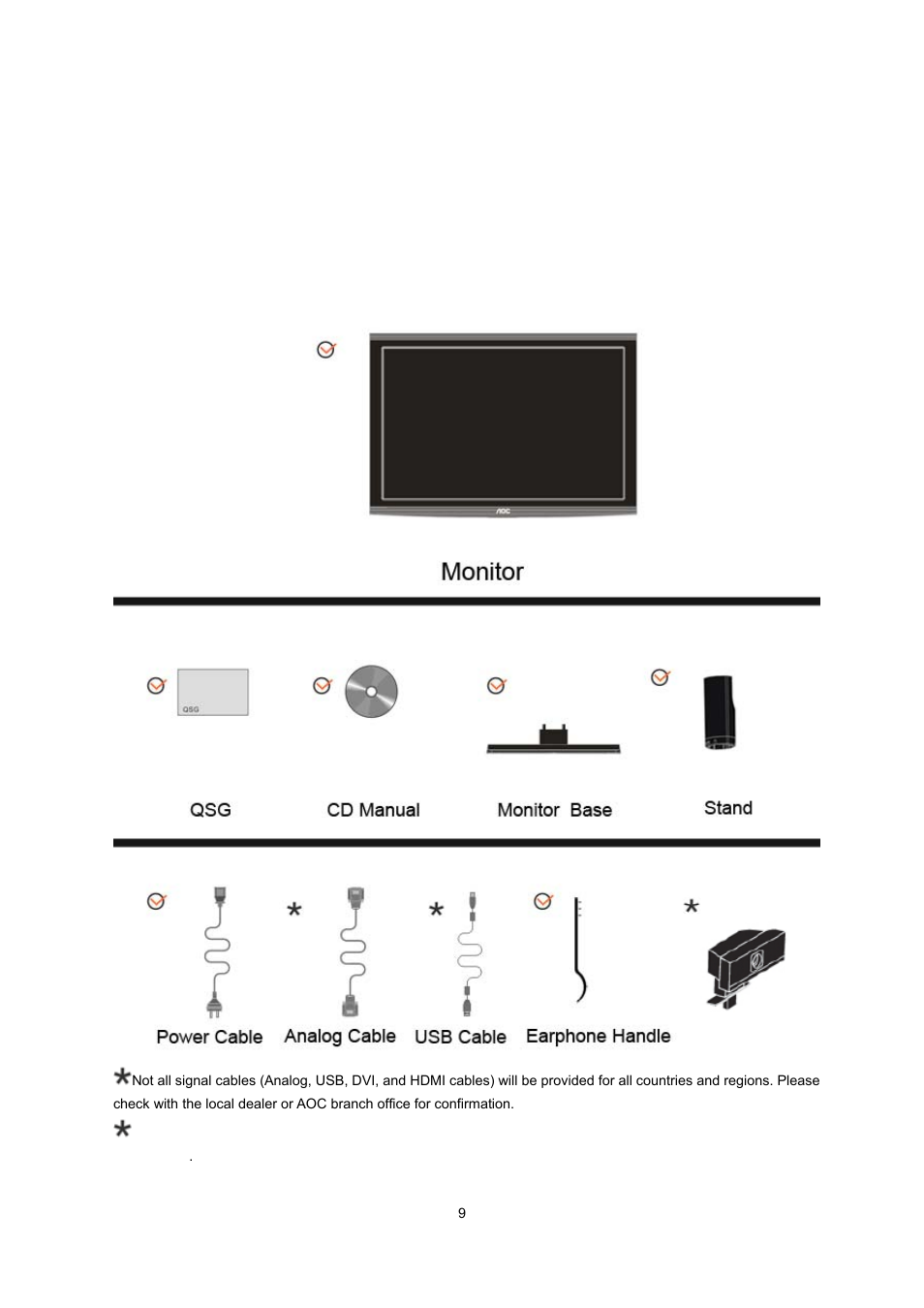 Setup, Contents in box | AOC n2041S User Manual | Page 9 / 64