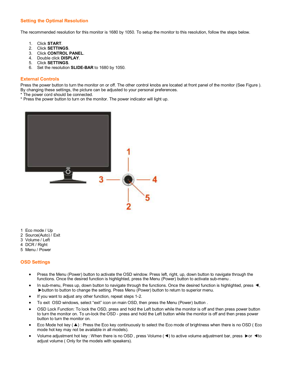 AOC 2230Fh User Manual | Page 7 / 24