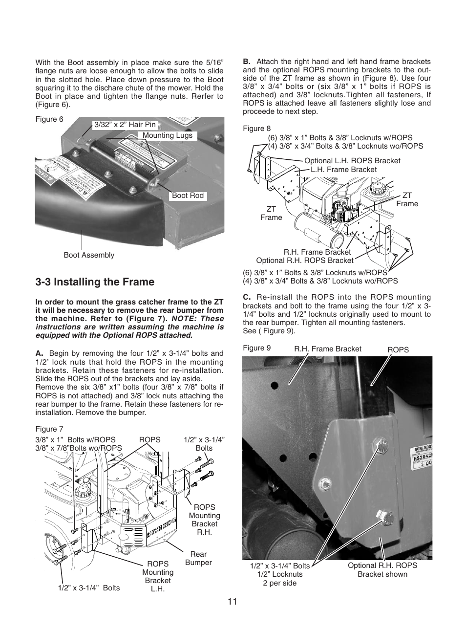 3 installing the frame | Bush Hog GC-250 User Manual | Page 13 / 22