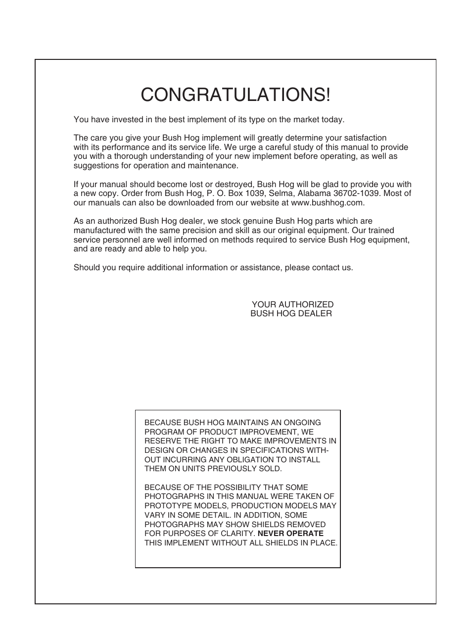 Bush Hog GC-250 User Manual | Page 2 / 22