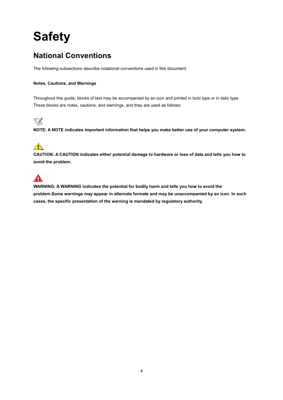 Safety, National conventions | AOC 2236Vwa User Manual | Page 4 / 60