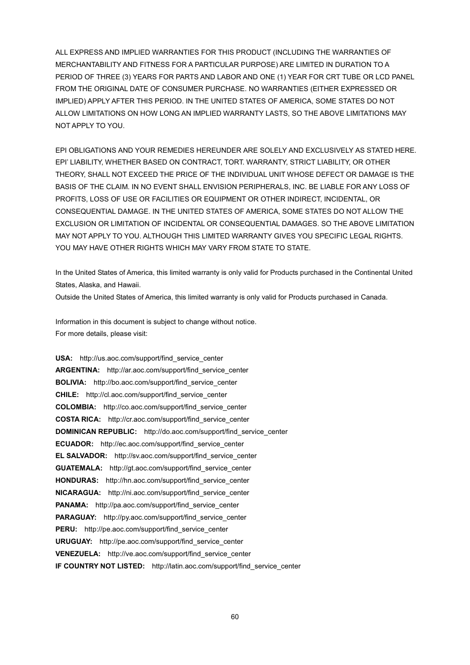 AOC 2236Vwa User Manual | Page 60 / 60