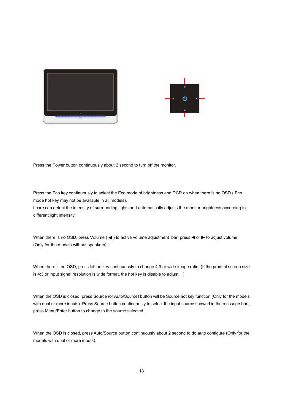 Hotkeys | AOC e2237Fwh User Manual | Page 18 / 65