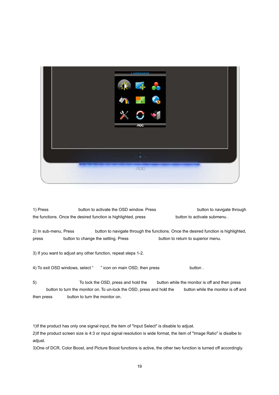 Osd setting | AOC e2237Fwh User Manual | Page 19 / 65