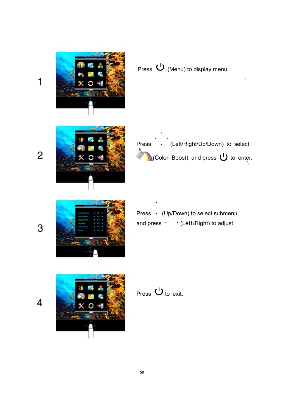 Color boost | AOC e2237Fwh User Manual | Page 26 / 65