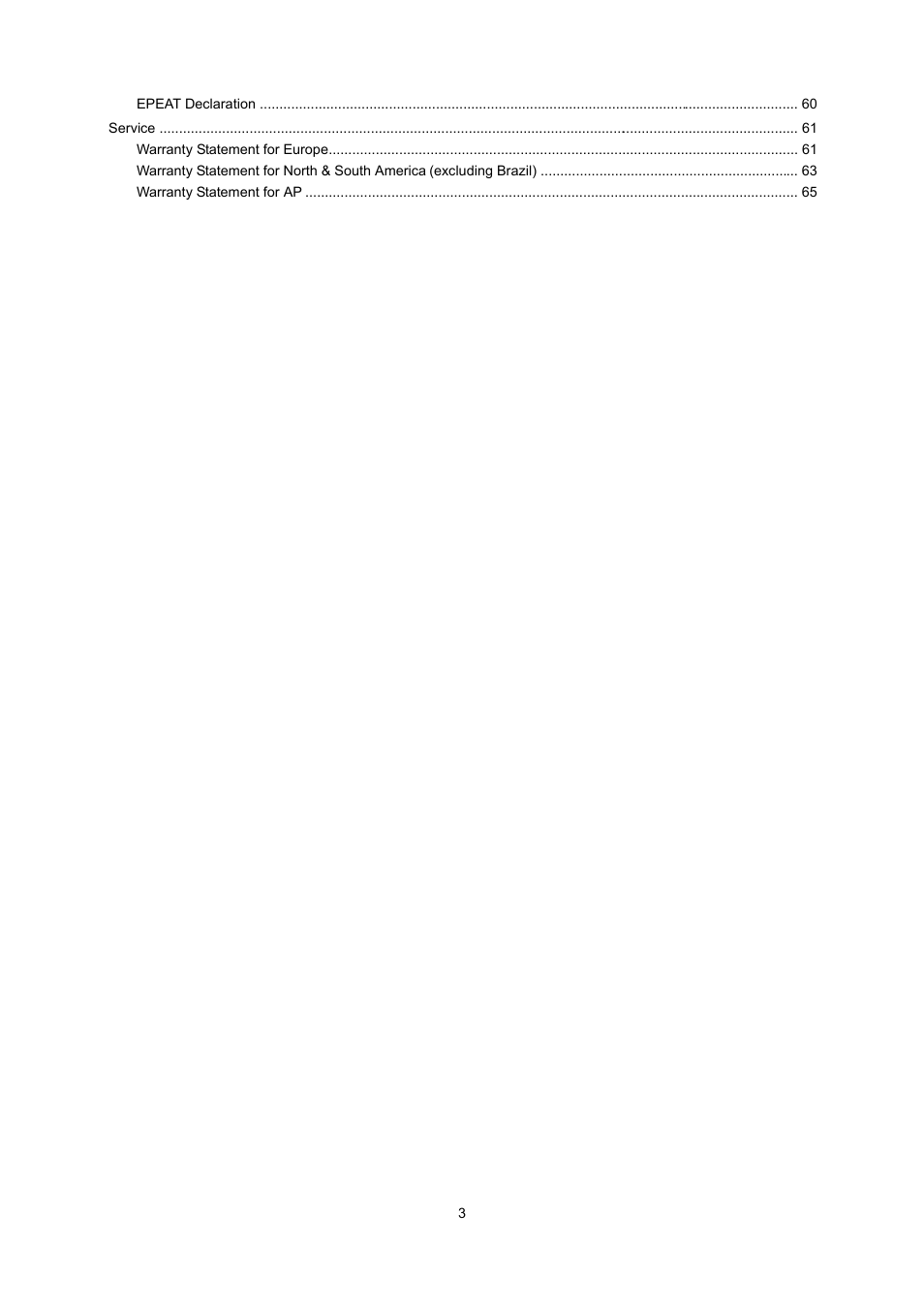 AOC e2237Fwh User Manual | Page 3 / 65