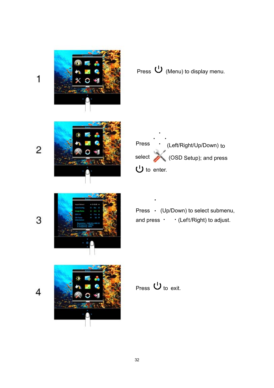 Extra | AOC e2237Fwh User Manual | Page 32 / 65