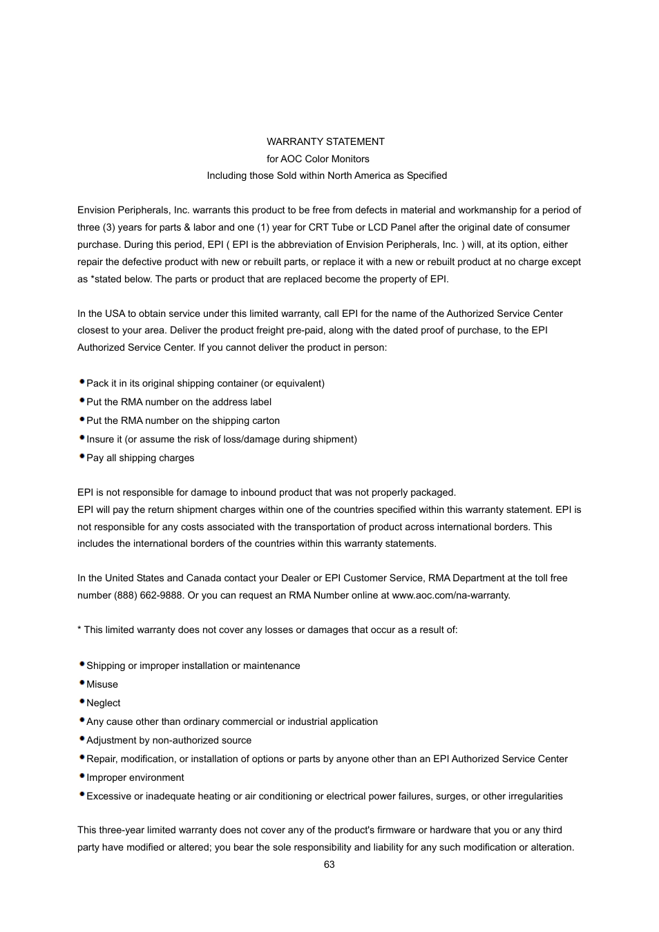 AOC e2237Fwh User Manual | Page 63 / 65