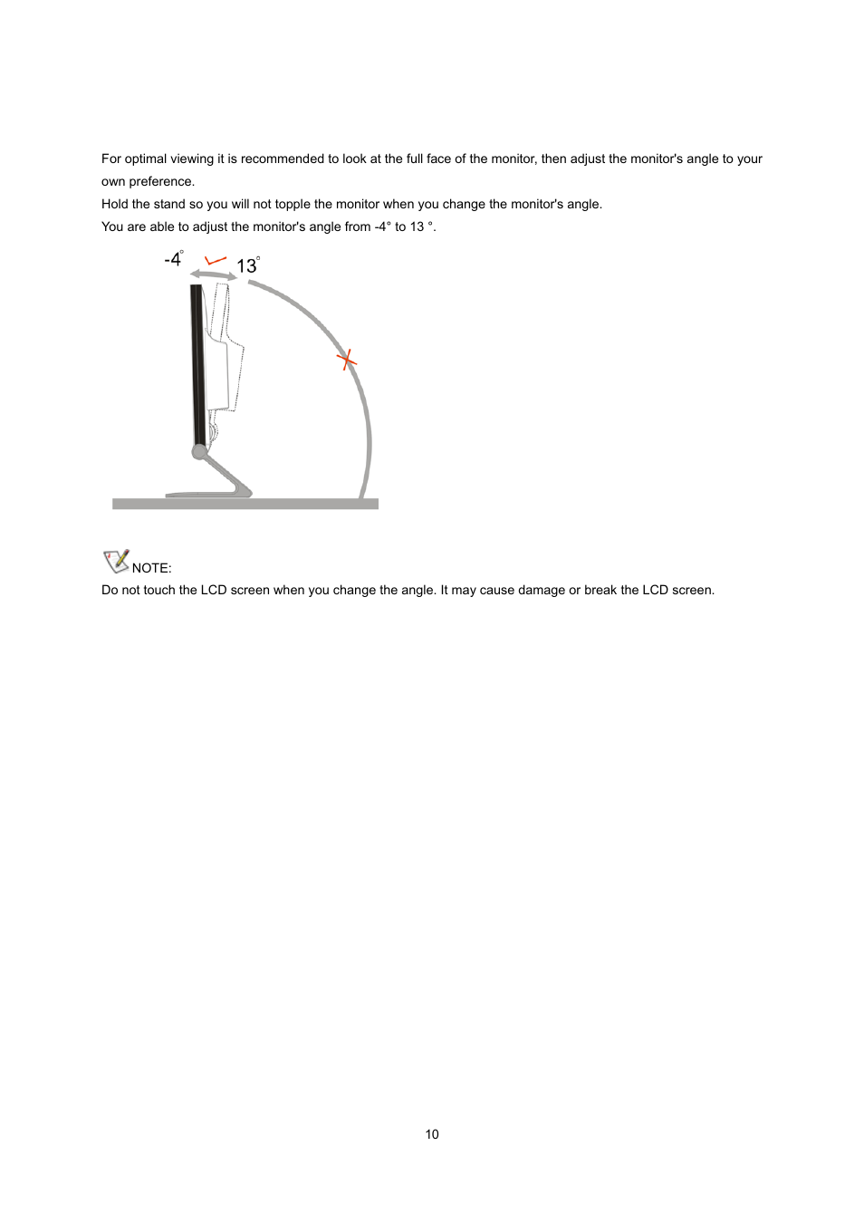 Adjusting viewing angle | AOC e2239Fwt User Manual | Page 10 / 62