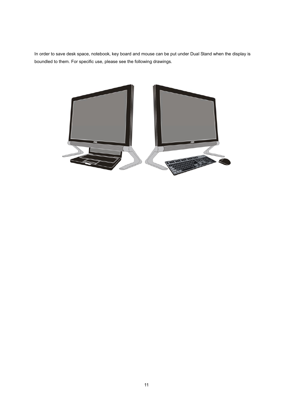 Dual stand | AOC e2239Fwt User Manual | Page 11 / 62