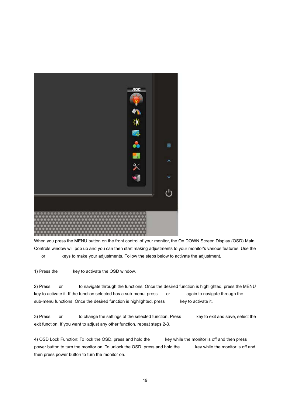 Osd setting | AOC e2239Fwt User Manual | Page 19 / 62