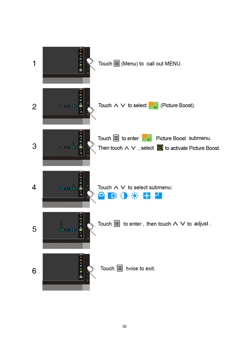 Picture boost | AOC e2239Fwt User Manual | Page 30 / 62