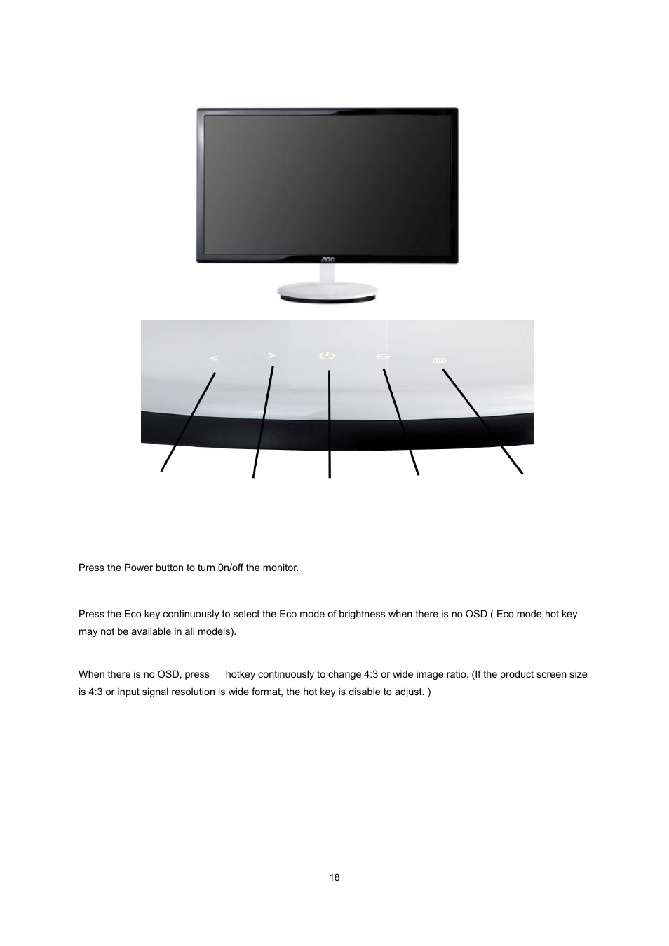 Hotkeys | AOC e2243Fwk User Manual | Page 17 / 63