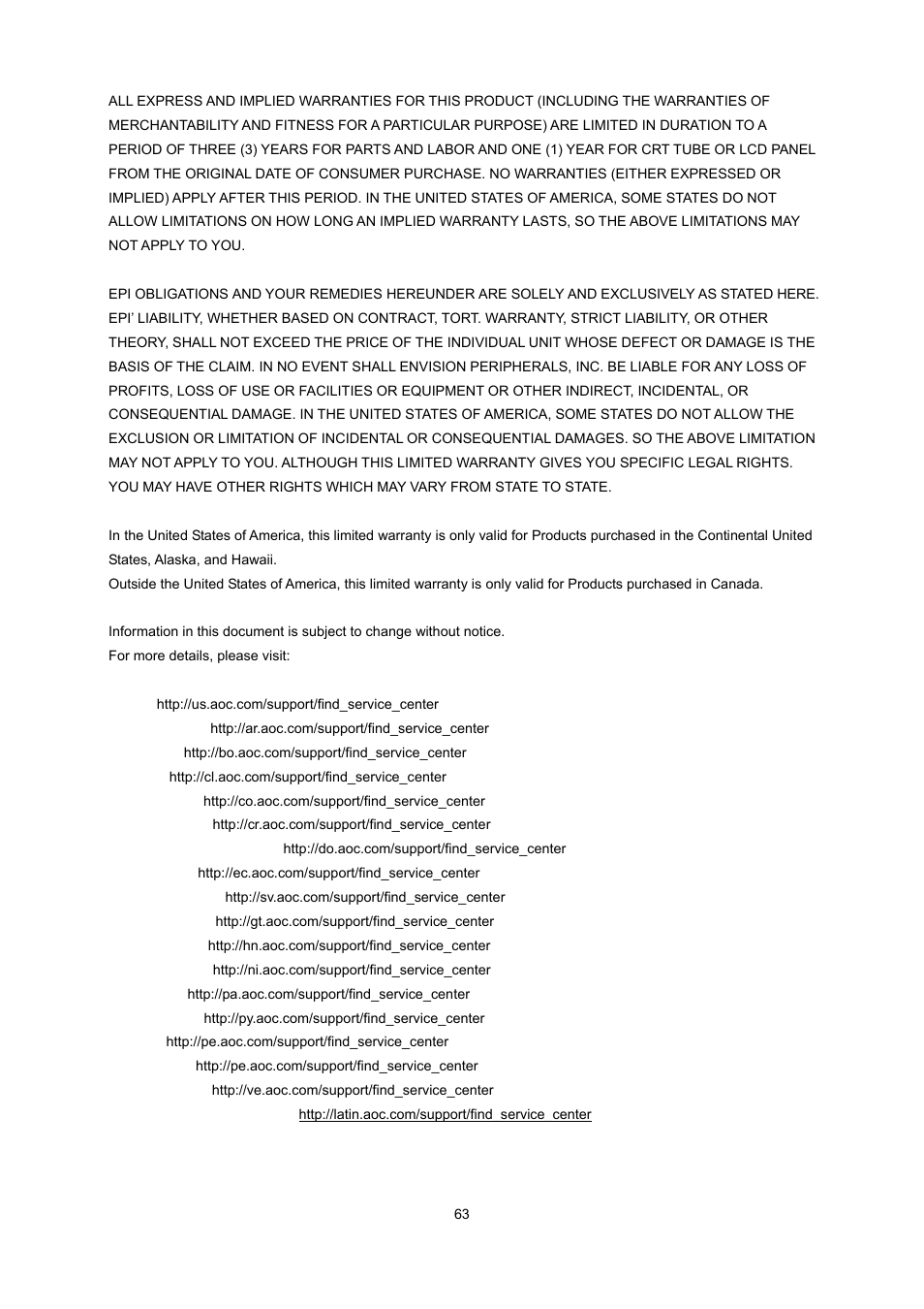 AOC e2243Fwk User Manual | Page 62 / 63