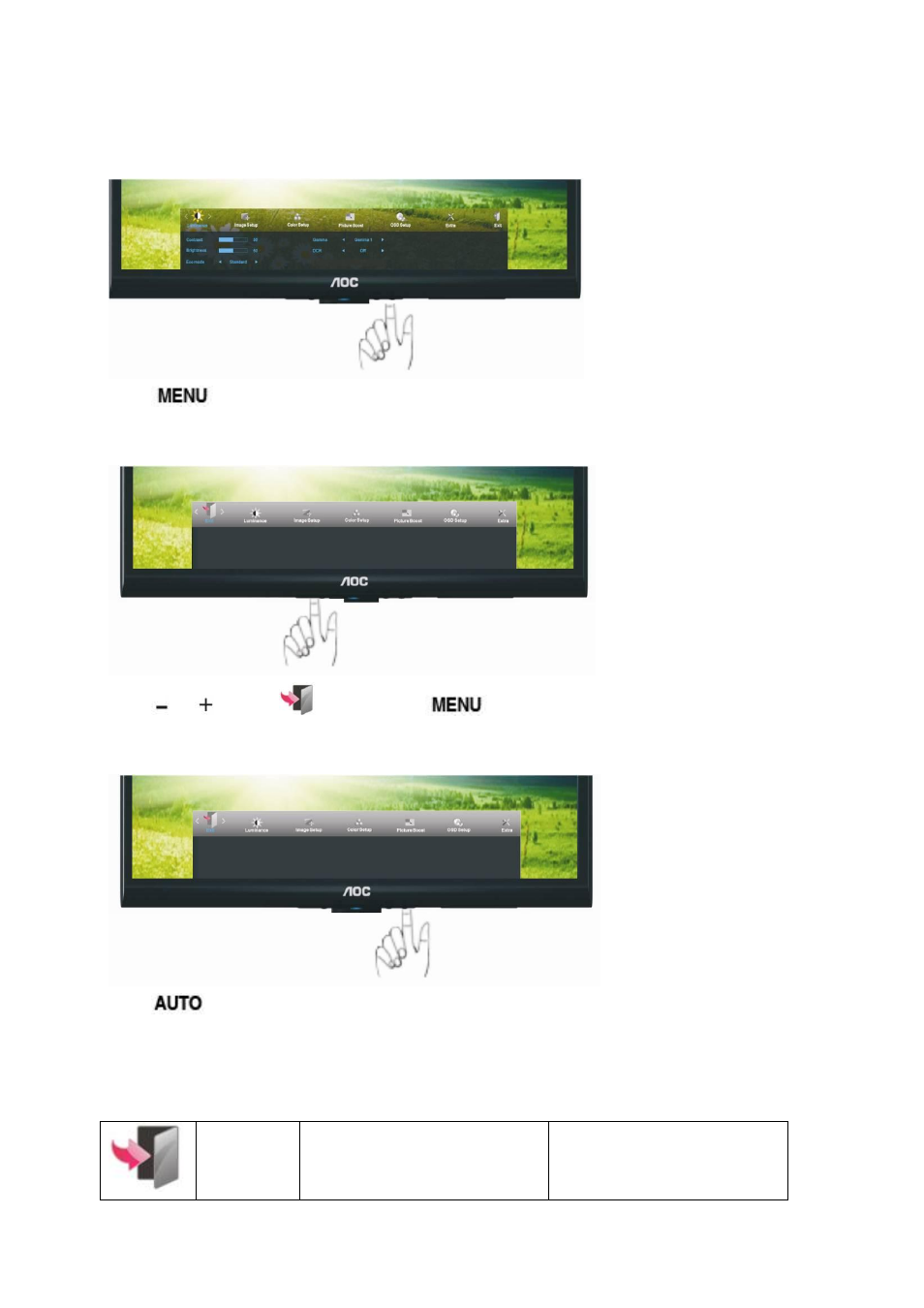 Exit | AOC e2250Swd User Manual | Page 32 / 59