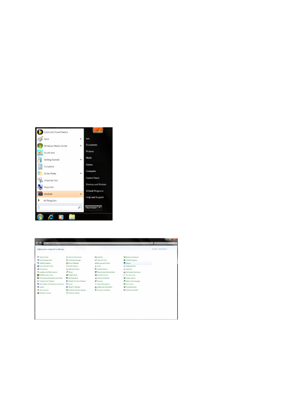 Driver, Monitor driver, Windows 7 | AOC e2250Swd User Manual | Page 34 / 59