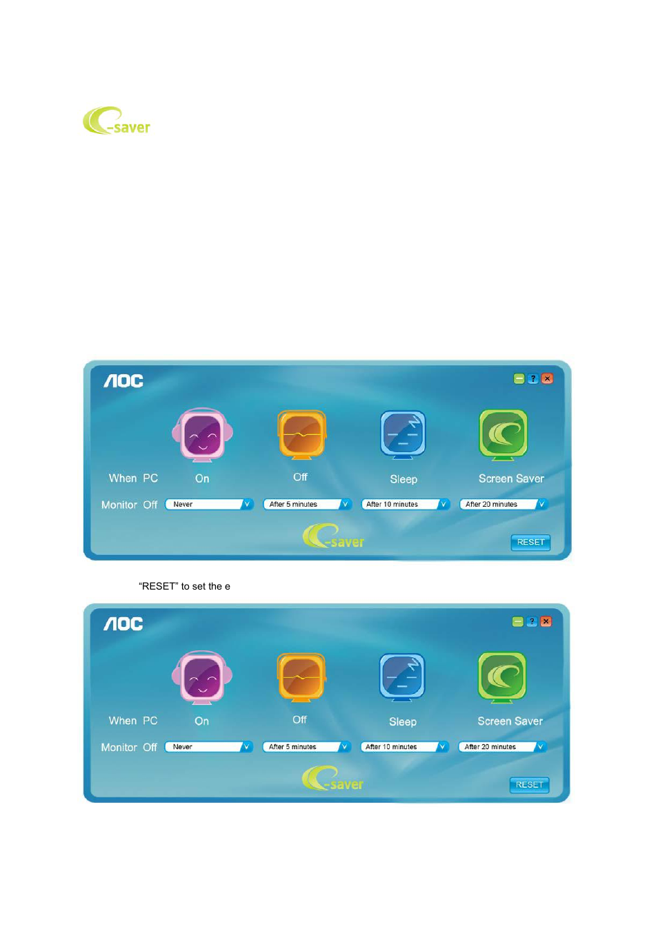 E-saver | AOC e2250Swd User Manual | Page 45 / 59