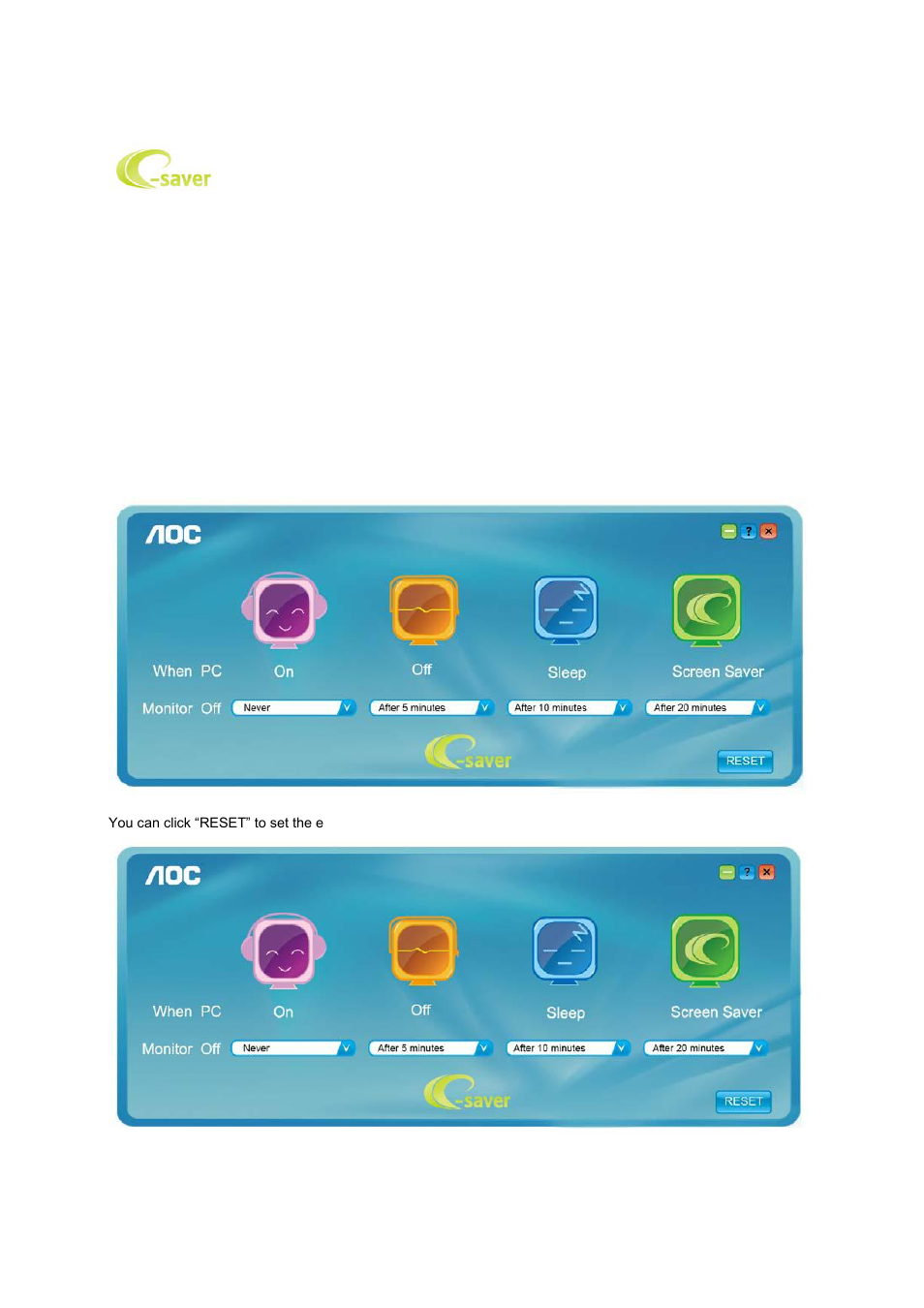 E-saver | AOC e2250Swdn User Manual | Page 45 / 59