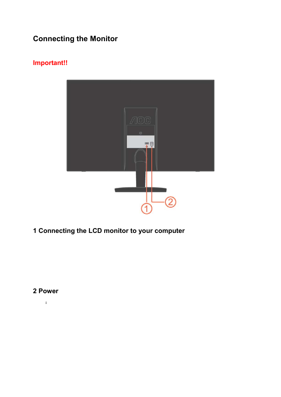 Connecting the monitor | AOC e2251Fwu User Manual | Page 11 / 32