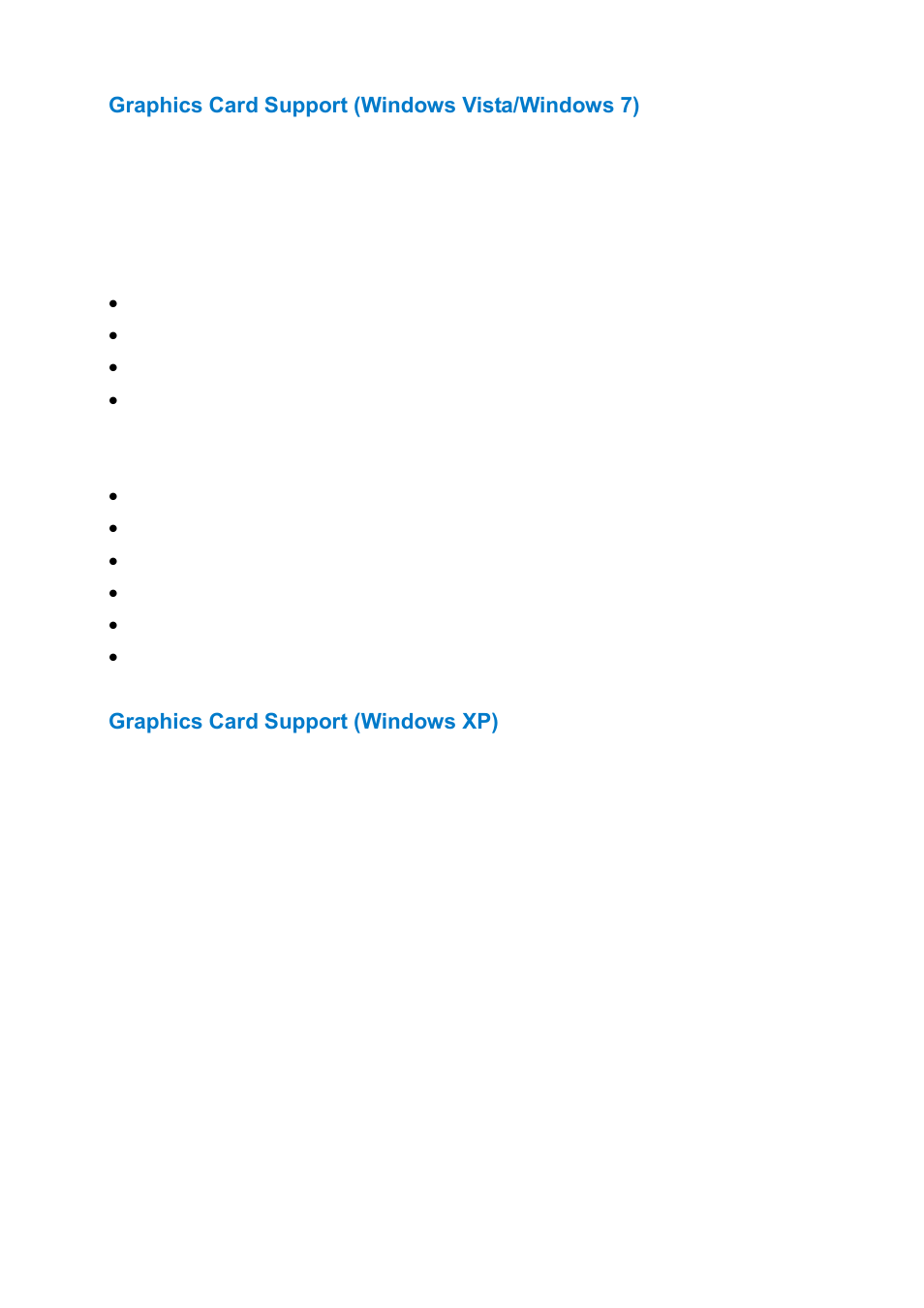 Graphics card support (windows vista/windows 7), Graphics card support (windows xp) | AOC e2251Fwu User Manual | Page 22 / 32