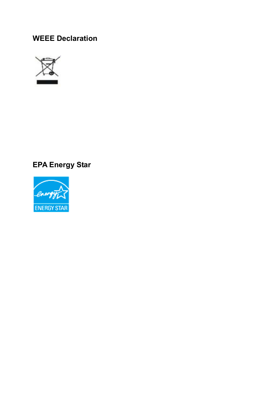 Weee declaration, Epa energy star | AOC e2251Fwu User Manual | Page 26 / 32