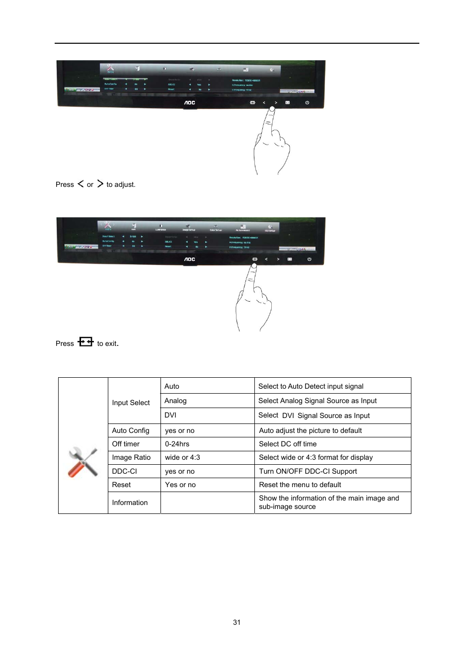 AOC e2251Swdn User Manual | Page 31 / 59