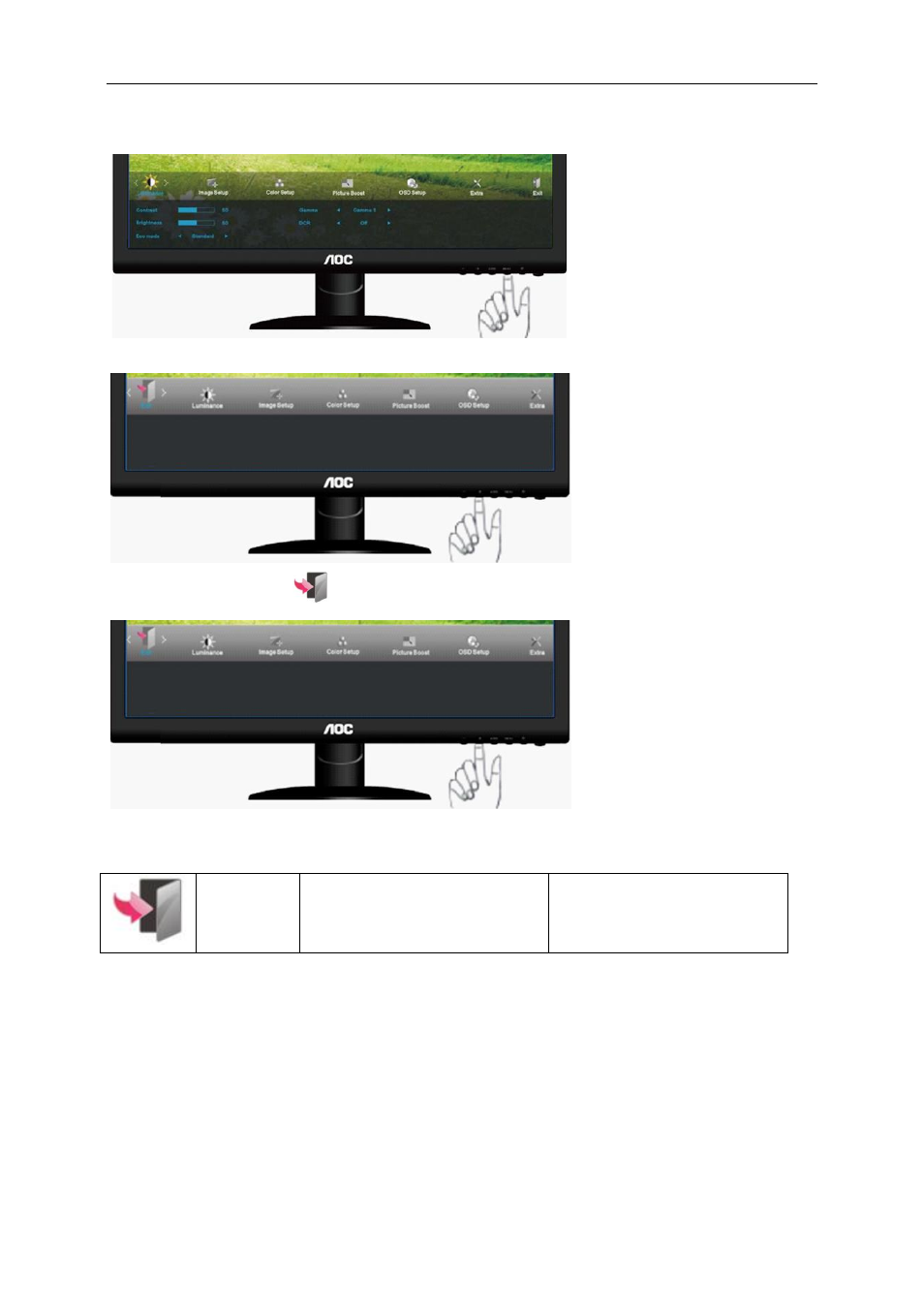 Exit | AOC e2252Swdn User Manual | Page 33 / 59