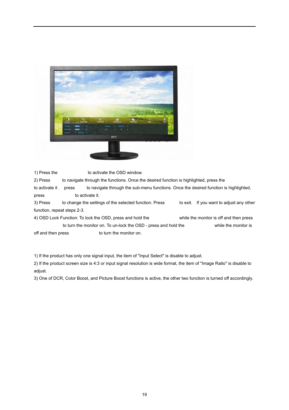 Osd setting | AOC e2260Swda User Manual | Page 19 / 61