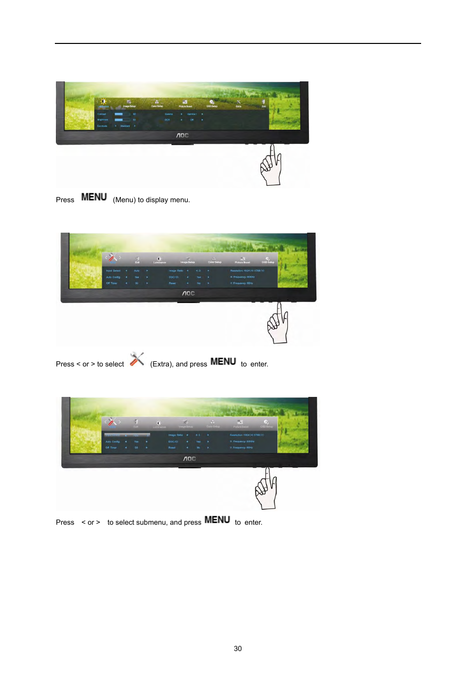 Extra | AOC e2260Swda User Manual | Page 30 / 61