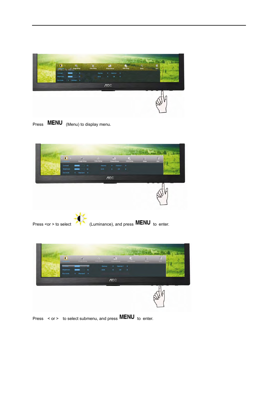 Luminance | AOC e2260Swdn-TAA User Manual | Page 20 / 60