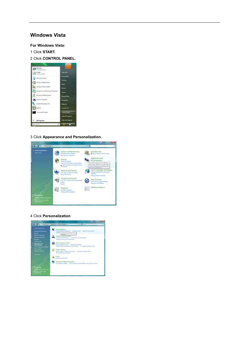Adjusting, Setting optimal resolution, Windows vista | Adjustin | AOC i2769Vm User Manual | Page 15 / 71