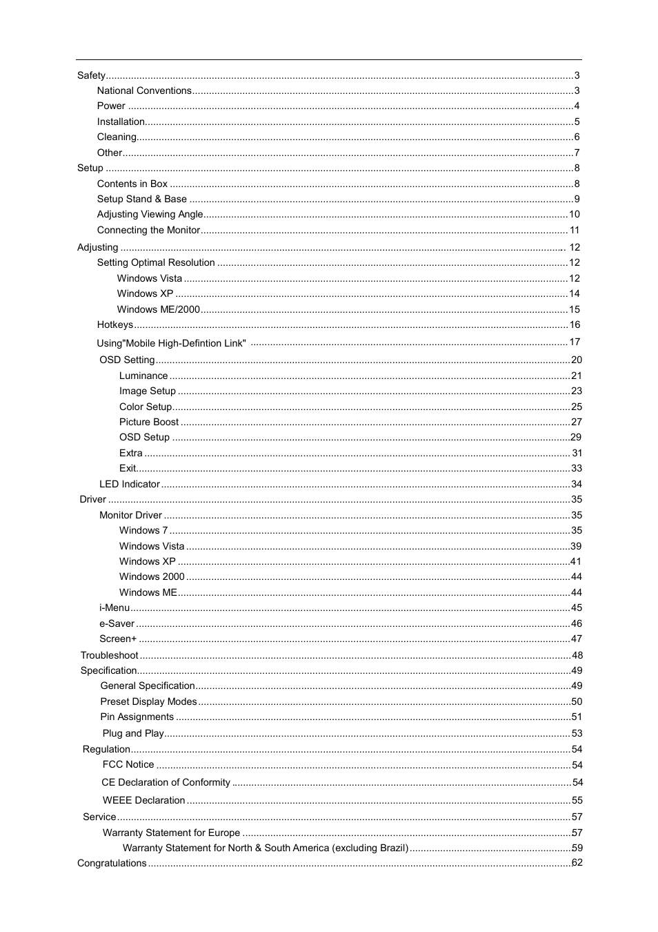 AOC i2769Vm User Manual | Page 2 / 71