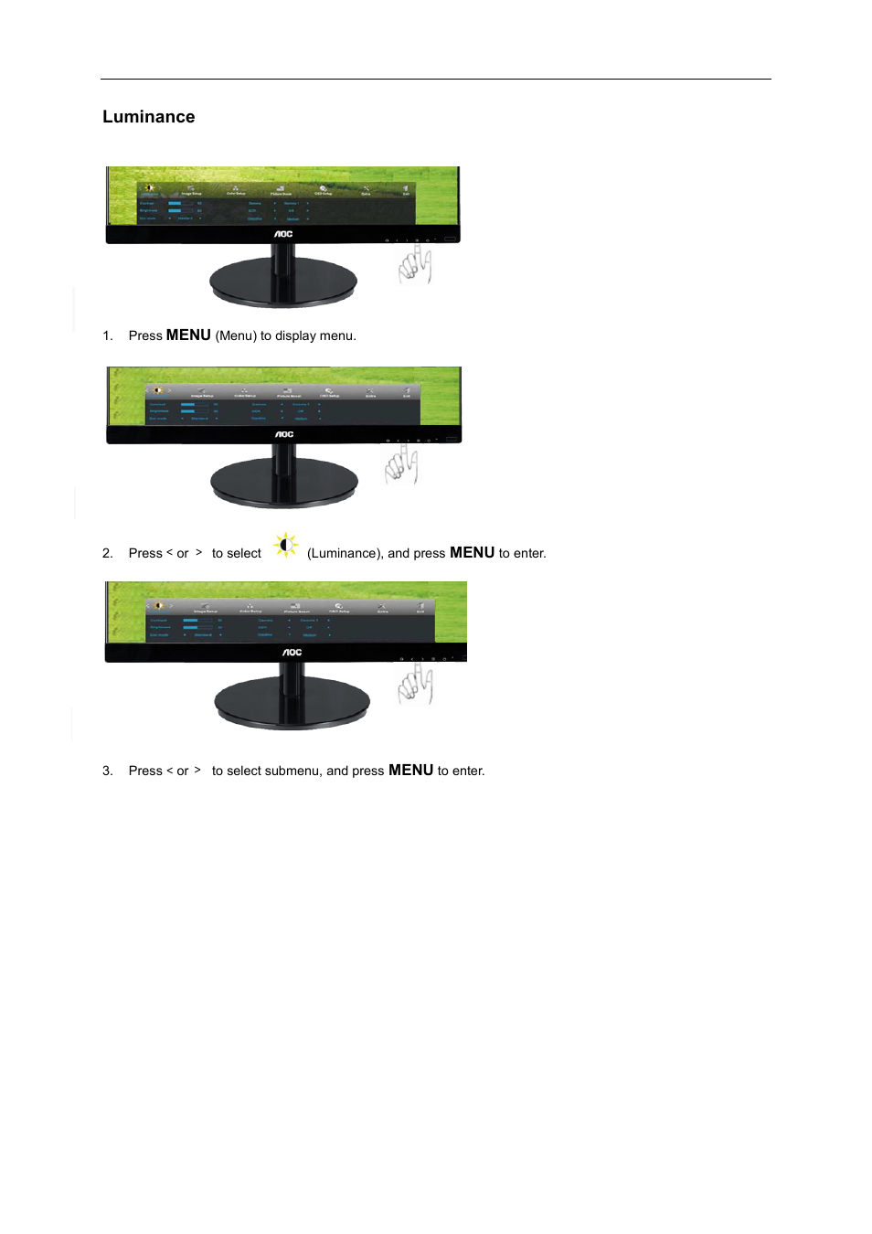 Luminance, Luminanc | AOC i2769Vm User Manual | Page 24 / 71