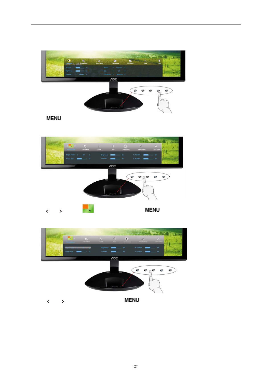 Picture boost, Osd setup | AOC e2343Fi User Manual | Page 27 / 62