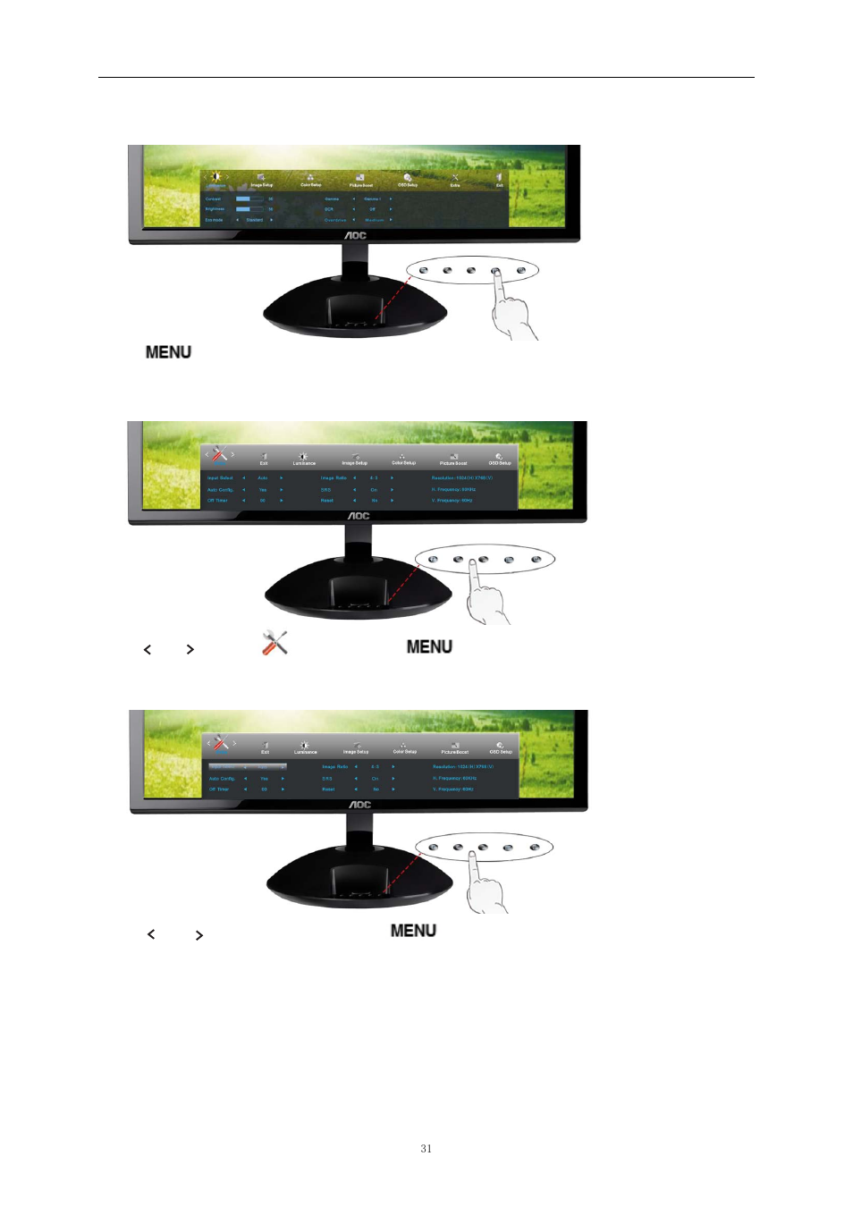 Extra, Exit | AOC e2343Fi User Manual | Page 31 / 62