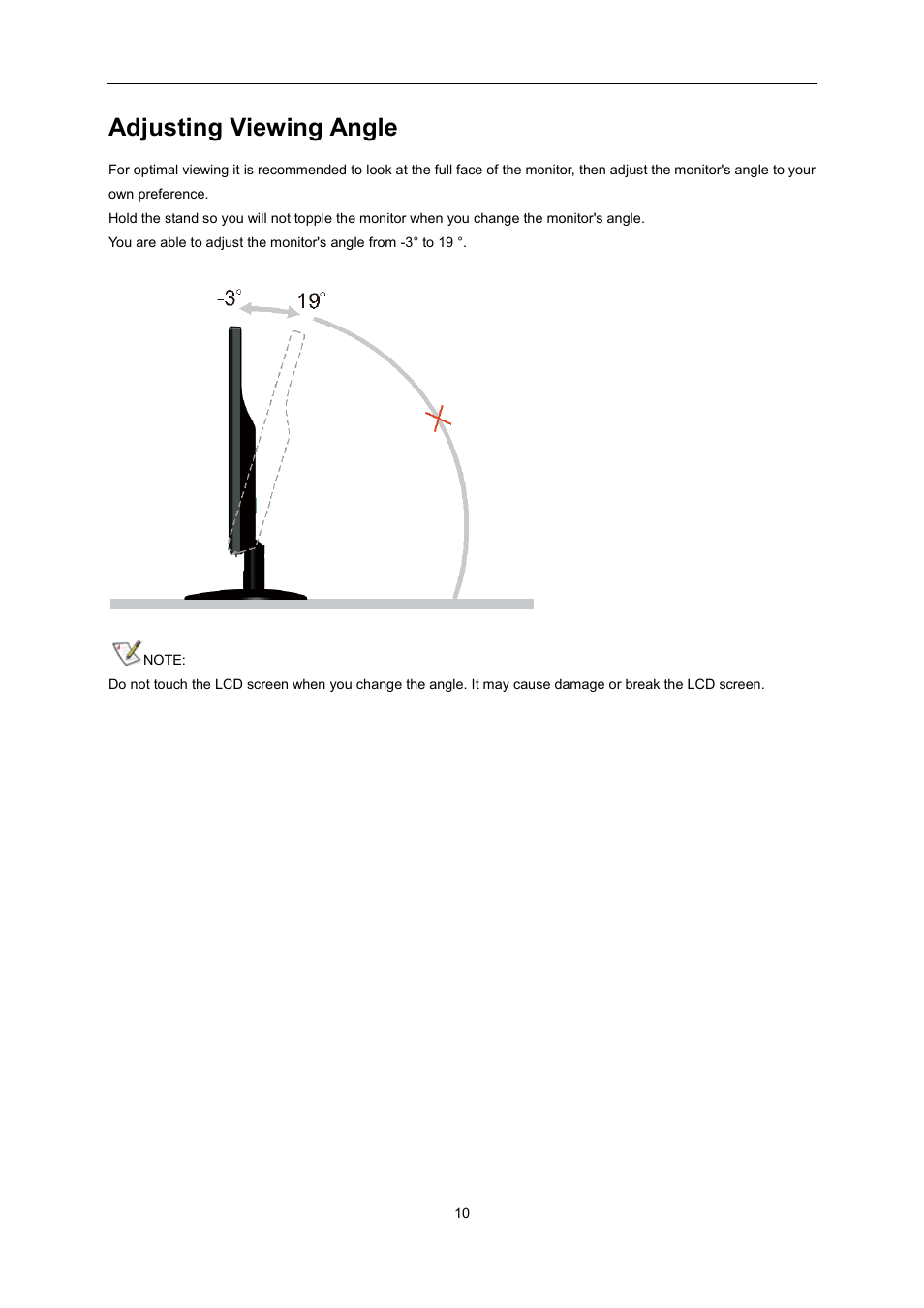 Adjusting viewing angle | AOC e2352Phz User Manual | Page 10 / 60