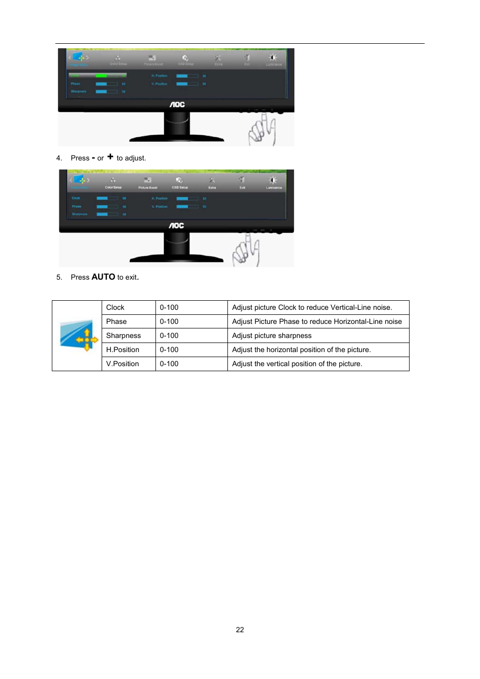 AOC e2352Phz User Manual | Page 22 / 60
